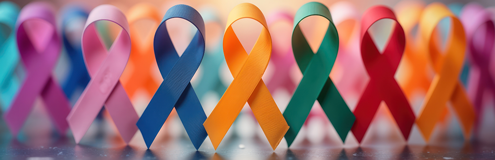 Colorful cancer awareness ribbons