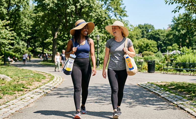 Friends walking in the park